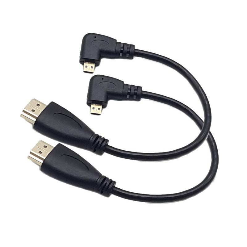 Seadream Angled Micro HDMI to HDMI Cable 2pcs 8inch 90 Degree Left Angle Micro HDMI Male to HDMI Male Cable Connector (2pcs Left Angled) - Image 1